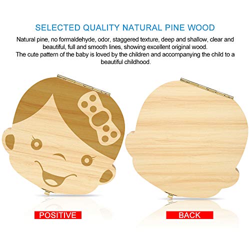 Baby Tooth Box Wooden Keepsake Organizer for Kids