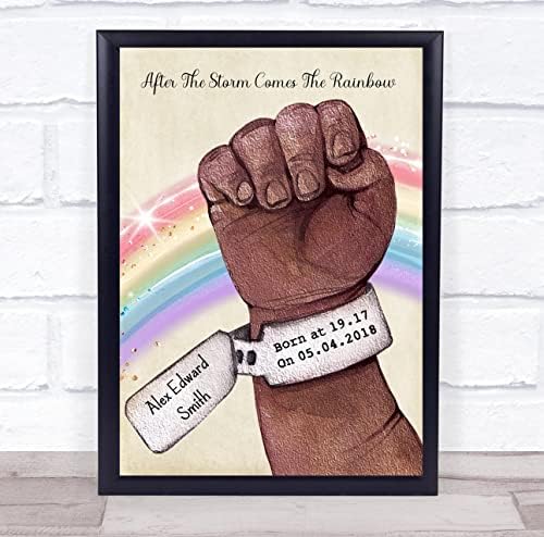 Rainbow Baby Name Tag for Dark Skin Newborn Keepsake Gift 1