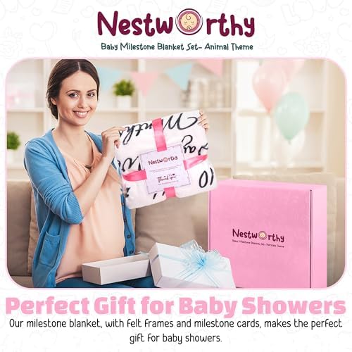 Nestworthy Milestone Blanket - 60x40 Soft Fleece for Baby Girl