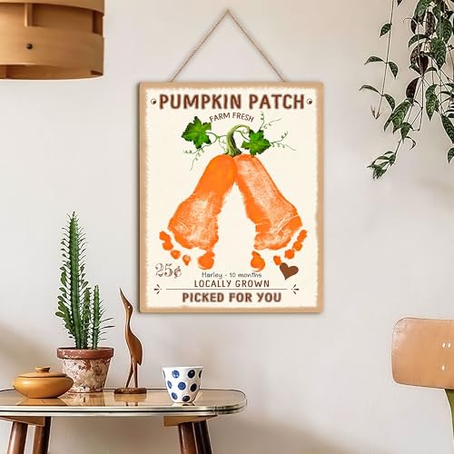 Custom DIY Baby Footprint Farm Sign Pumpkin Patch Wooden Hanging Sign