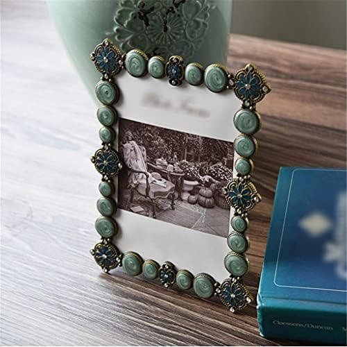Vintage Metal Photo Frame with Diamonds and Velvet Back