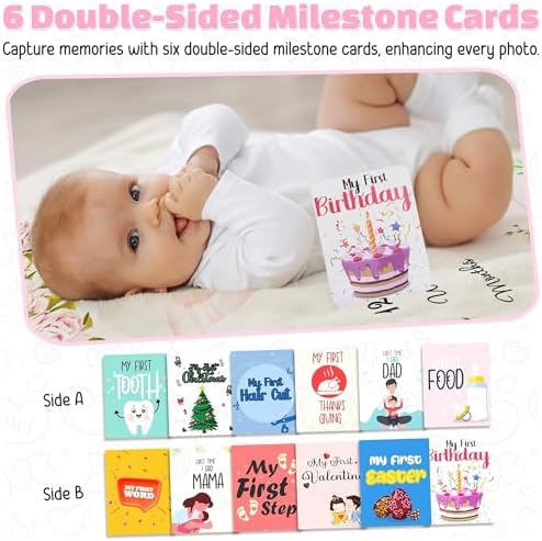 Nestworthy Milestone Blanket - 60x40 Soft Fleece for Baby Girl