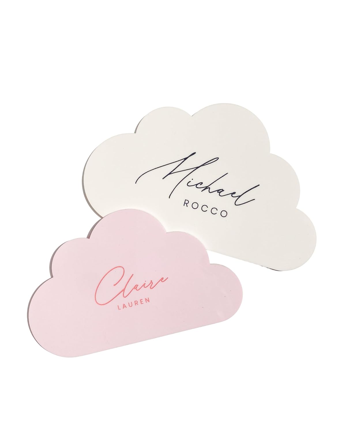 Custom Pink Baby Name Sign with Cloud Design