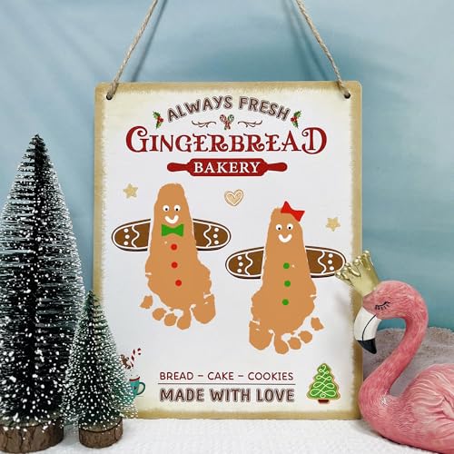 Gingerbread Baby Footprint Christmas DIY Hanging Sign