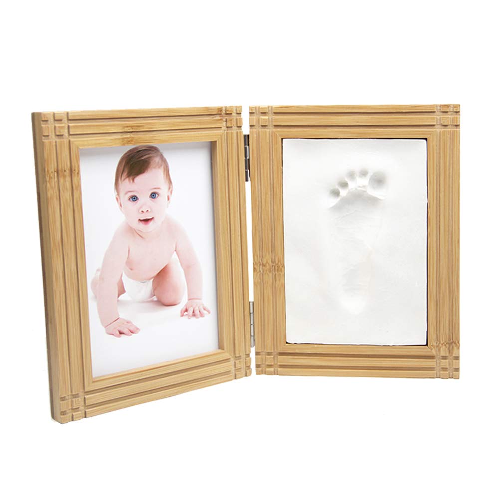 Babys Print Keepsake Desk Frame Kit - Safe Clay Hand Footprint Frame for Newborn