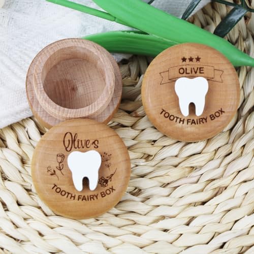 Thootyriaf Wooden Tooth Fairy Box with Engraved Name 1