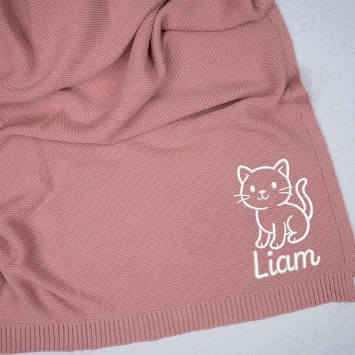 Personalized Baby Knit Blanket 30x40in with Name Animal