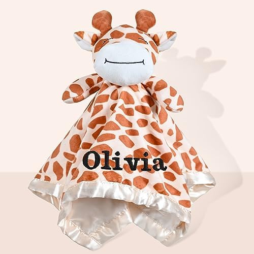 Personalized Giraffe Lovey - Baby Security Blanket 1