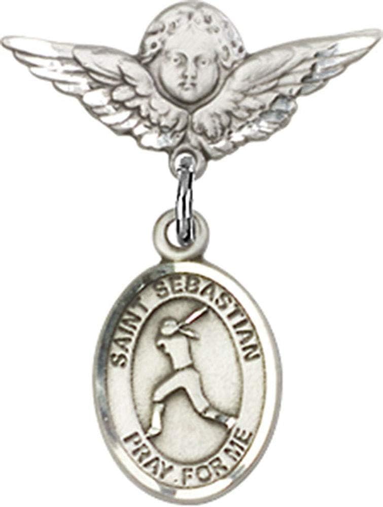 Religious Obsession Baby Badge with St Sebastian and Angel Charm