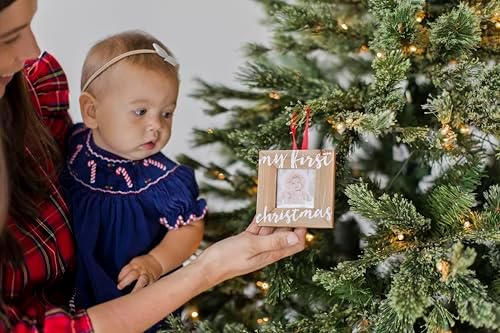 Pearhead Babys First Christmas Wooden Ornament Frame
