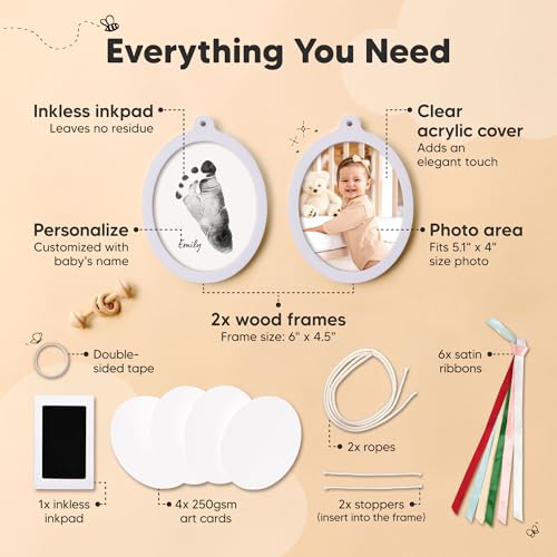 KeaBabies Inkless Baby Hand and Footprint Ornament Kit