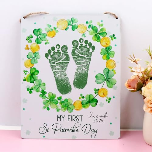 DIY St Patricks Day Baby Footprint Art Sign