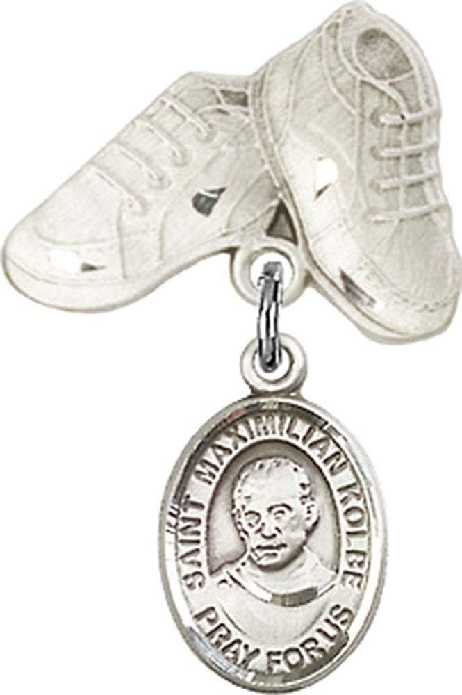 Religious Obsession Baby Badge with St Maximilian Kolbe and Baby Boots Pin 1