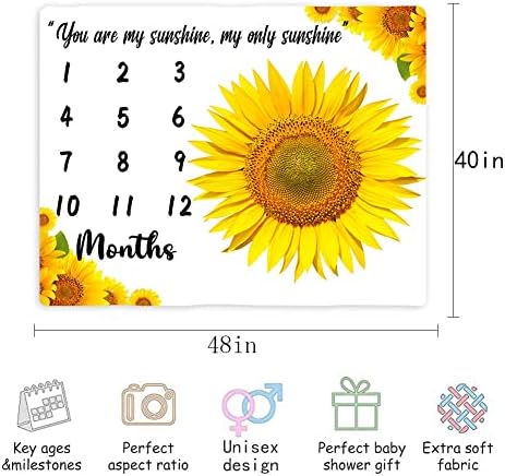 Flannel Baby Milestone Blanket You Are My Sunshine 48x40in
