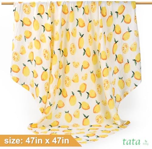 TATA AMG Organic Muslin Cotton Swaddle Blanket 47x47 Inches for Newborns