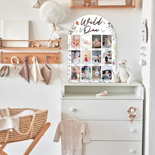 My First Year Photo Board 12 Months Wooden Frame