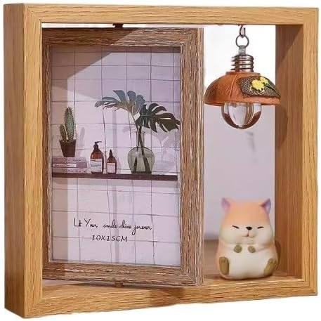 STBTOO Rustic Double-sided Frame 6 Inches Desk Decor Cartoon Hamster