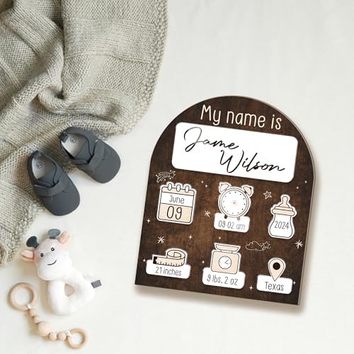 Mondily Baby Welcome Sign with Birth Stats