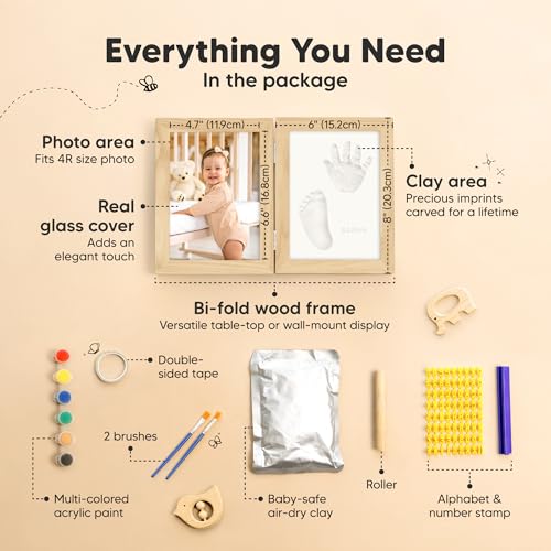 KeaBabies Personalized Baby Footprint Kit - Keepsake for Newborns
