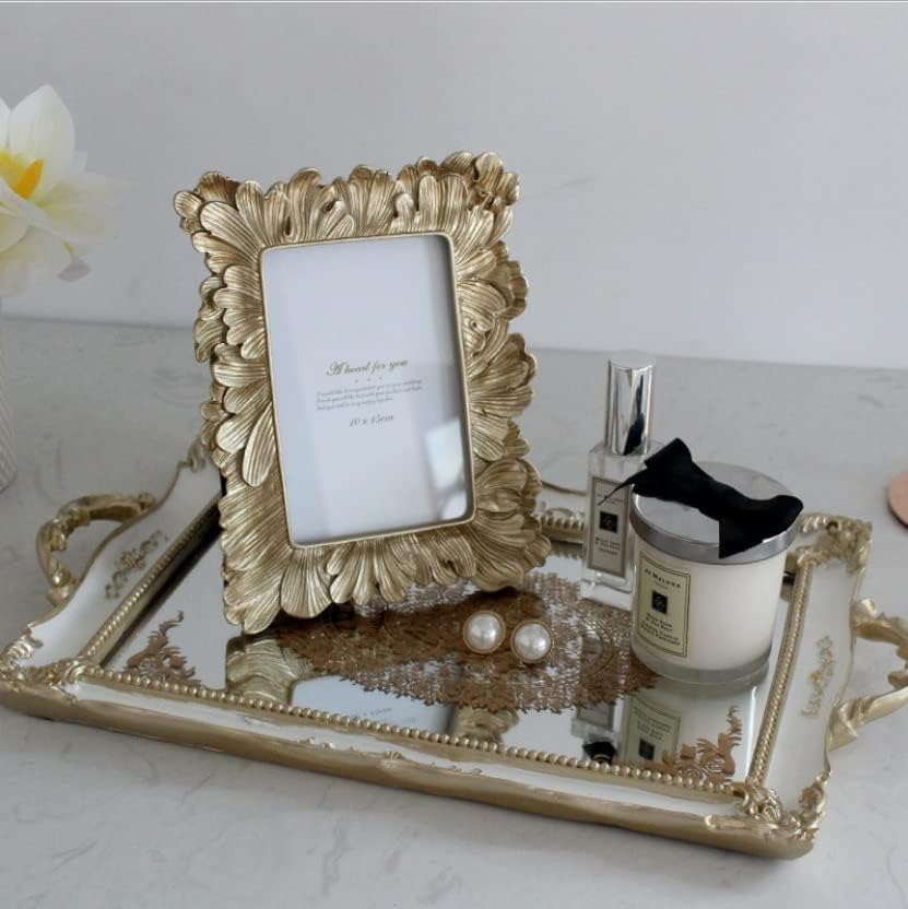 Retro 6 Inch Resin Photo Frame with Gold Trim