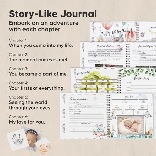 KeaBabies Baby Hand and Footprint Kit with First 5 Years Memory Book