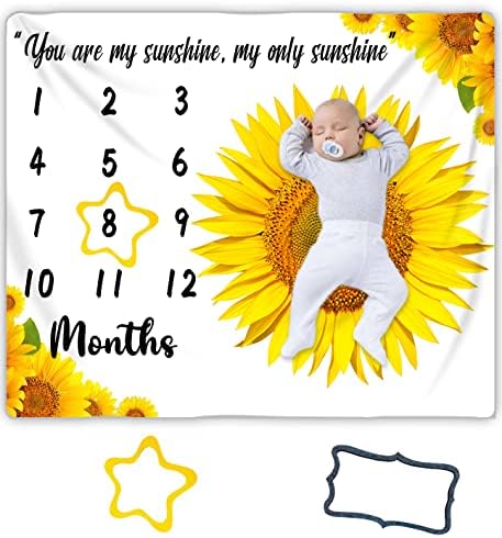 Flannel Baby Milestone Blanket You Are My Sunshine 48x40in