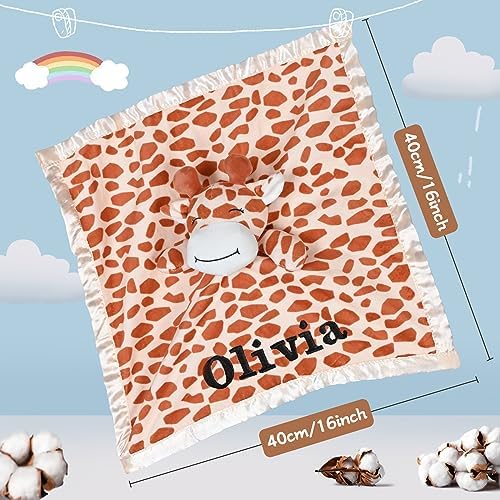 Personalized Giraffe Lovey - Baby Security Blanket 1