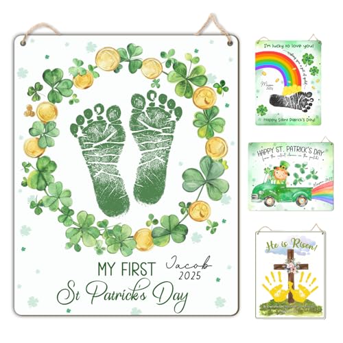 DIY St Patricks Day Baby Footprint Art Sign
