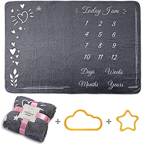 ONE4ONE SAFETY Grey Baby Monthly Milestone Blanket