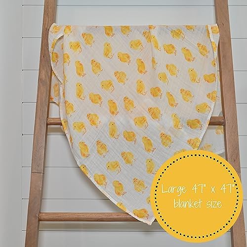 LollyBanks Swaddle Blanket - Chick Print 47x47 Inches