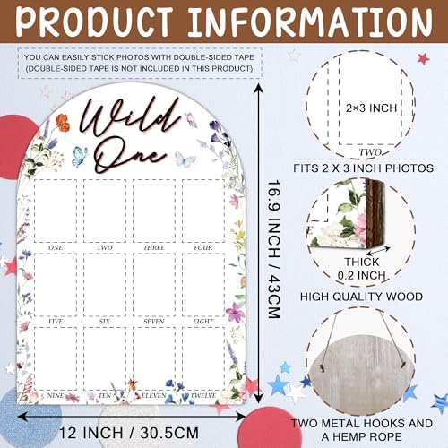 My First Year Photo Board 12 Months Wooden Frame