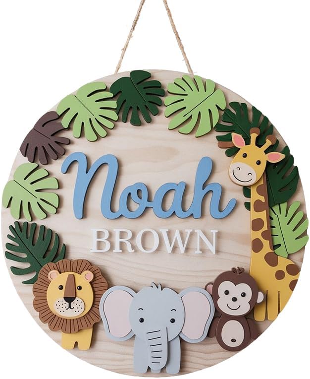 Personalized Baby Name Sign with Woodland Animals