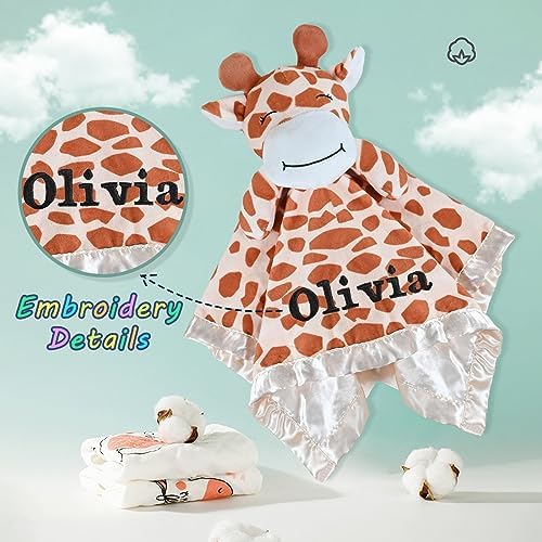 Personalized Giraffe Lovey - Baby Security Blanket 1