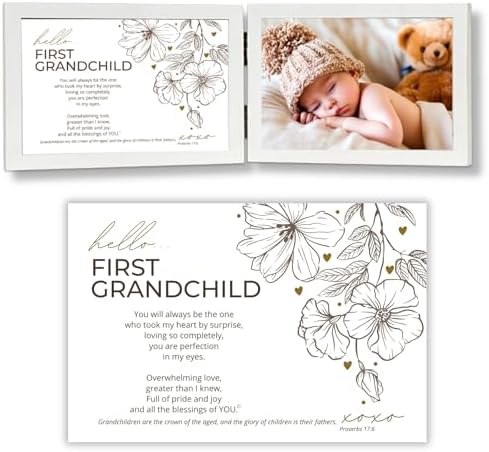 First Grandchild Poem Frame - White with Scripture