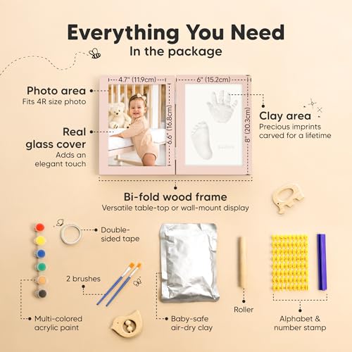 KeaBabies Personalized Footprint Kit - Inkless Hand Footprint Maker