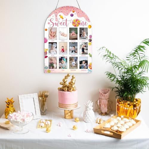 My First Year Photo Board 12 Months Wooden Frame for Baby Milestones