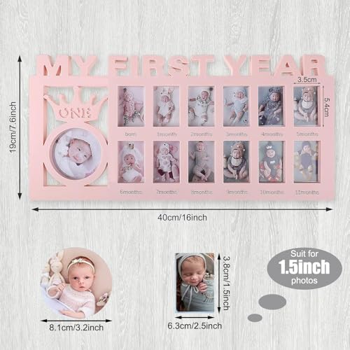 Unittype First Year Baby Growth Photo Frame Pink