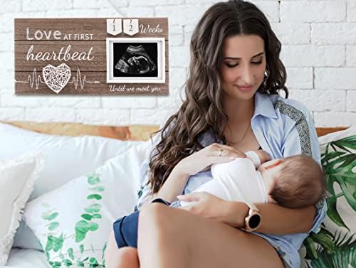 Garybank New Mom Gifts 2024 - Love at First Sight Ultrasound Frame with Weekly Milestone Activities Cards
