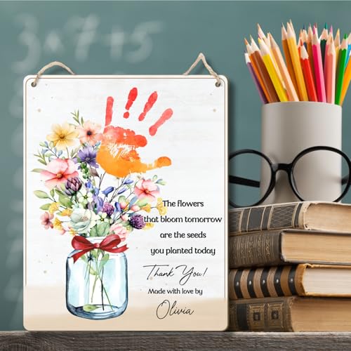 DIY Flower Handprint Craft Art Teacher Gift