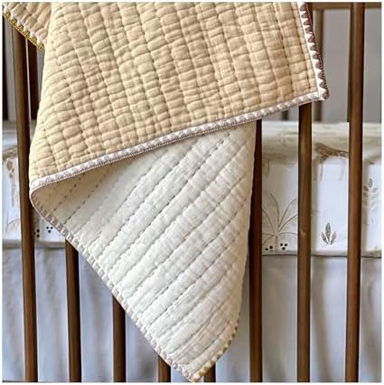 Crane Baby Quilted Cotton Blanket 36x36 Light Yellow