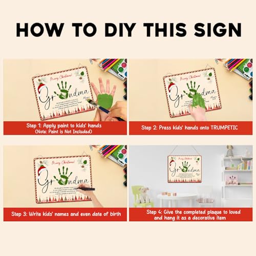 Custom Christmas Handprint Sign for Grandma 8x10