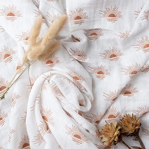 Miaoberry Organic Cotton Baby Muslin Swaddle Blanket Set