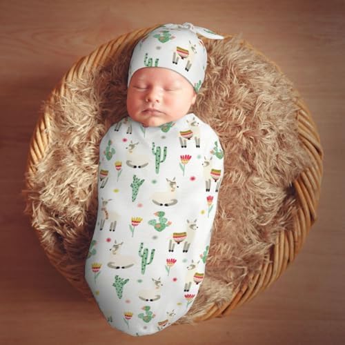 Muishi Sheep with Cactus Swaddle Blanket Hat Set