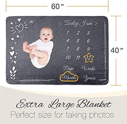 ONE4ONE SAFETY Grey Baby Monthly Milestone Blanket