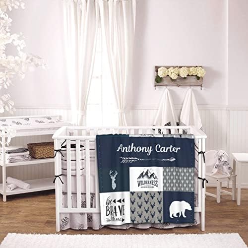 Sweewind Personalized Baby Blanket with Name and Beanie Hat