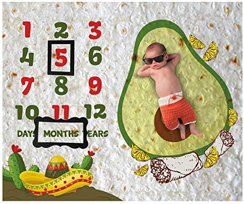 PAMBO Burrito Baby Milestone Blanket with Photo Frame