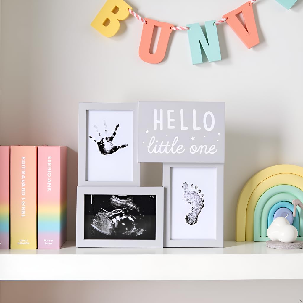 Kate Milo Babyprints Collage Frame with Ultrasound Handprint Footprint and Photo Insert