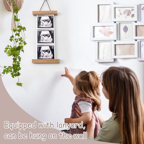 Zyeco 2 Pcs Ultrasound Picture Frame Wooden Magnetic for Refrigerator