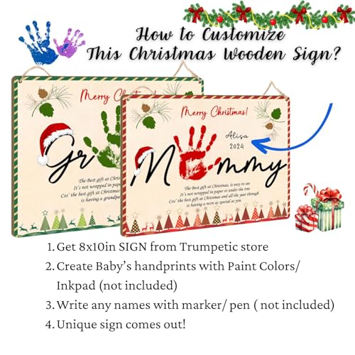 Custom Christmas Handprint Sign for Grandma 8x10