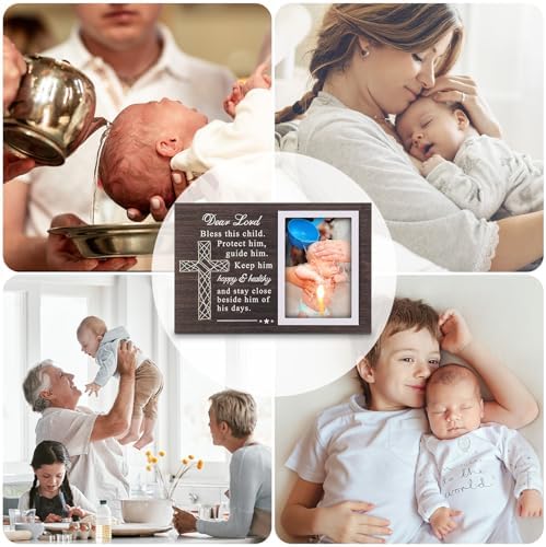 Yakucho Baptism Frame for Boys and Girls - 4x6 Inch Double Frame with Blessing Card